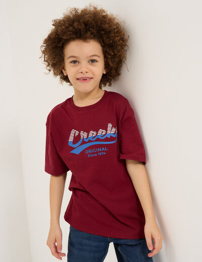 T-shirt col rond manches courtes coton bordeaux garçon