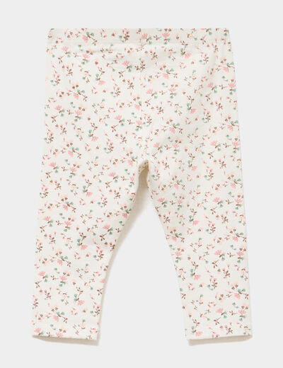 Legging doubl&eacute; taille &eacute;lastiqu&eacute;e ecru b&eacute;b&eacute; fille