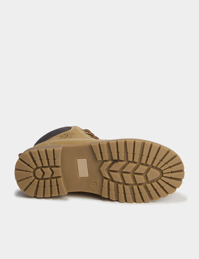 Boots fourr&eacute;es zipp&eacute;es &agrave; lacets camel gar&ccedil;on