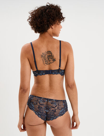 Soutien-gorge corbeille en dentelle bleu marine femme