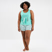 Ensemble pyjama short et débardeur coton bleu turquoise femme grande taille