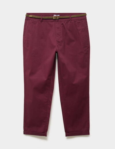 Pantalon chino taille haute coton violet fonc&eacute; femme grande taille
