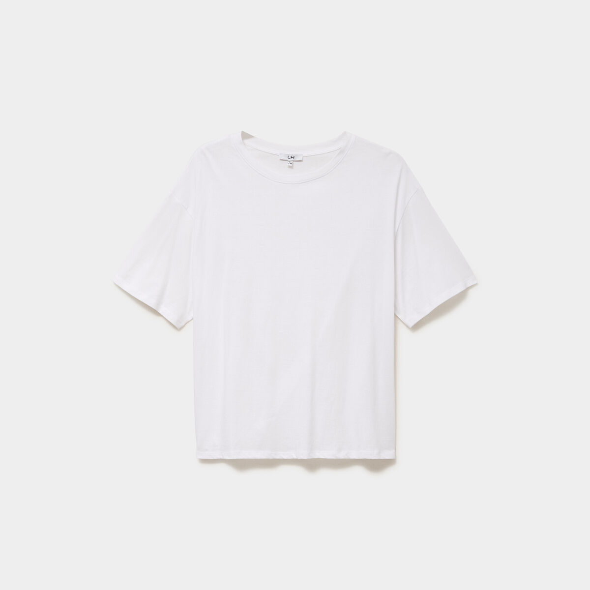 T-shirt col rond manches courtes coton blanc femme grande taille