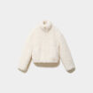 Veste courte fausse fourrure col montant ivoire femme
