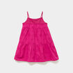 Robe broderie anglaise &agrave; bretelles coton rose fushia fille