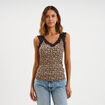 D&eacute;bardeur avec dentelle col en V sable femme