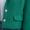 Veste courte tweed col tailleur vert femme