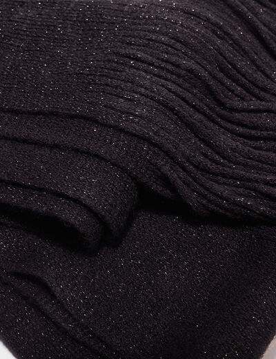 Écharpe tricotée à franges noir femme