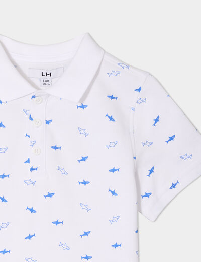 Polo manches courtes blanc gar&ccedil;on