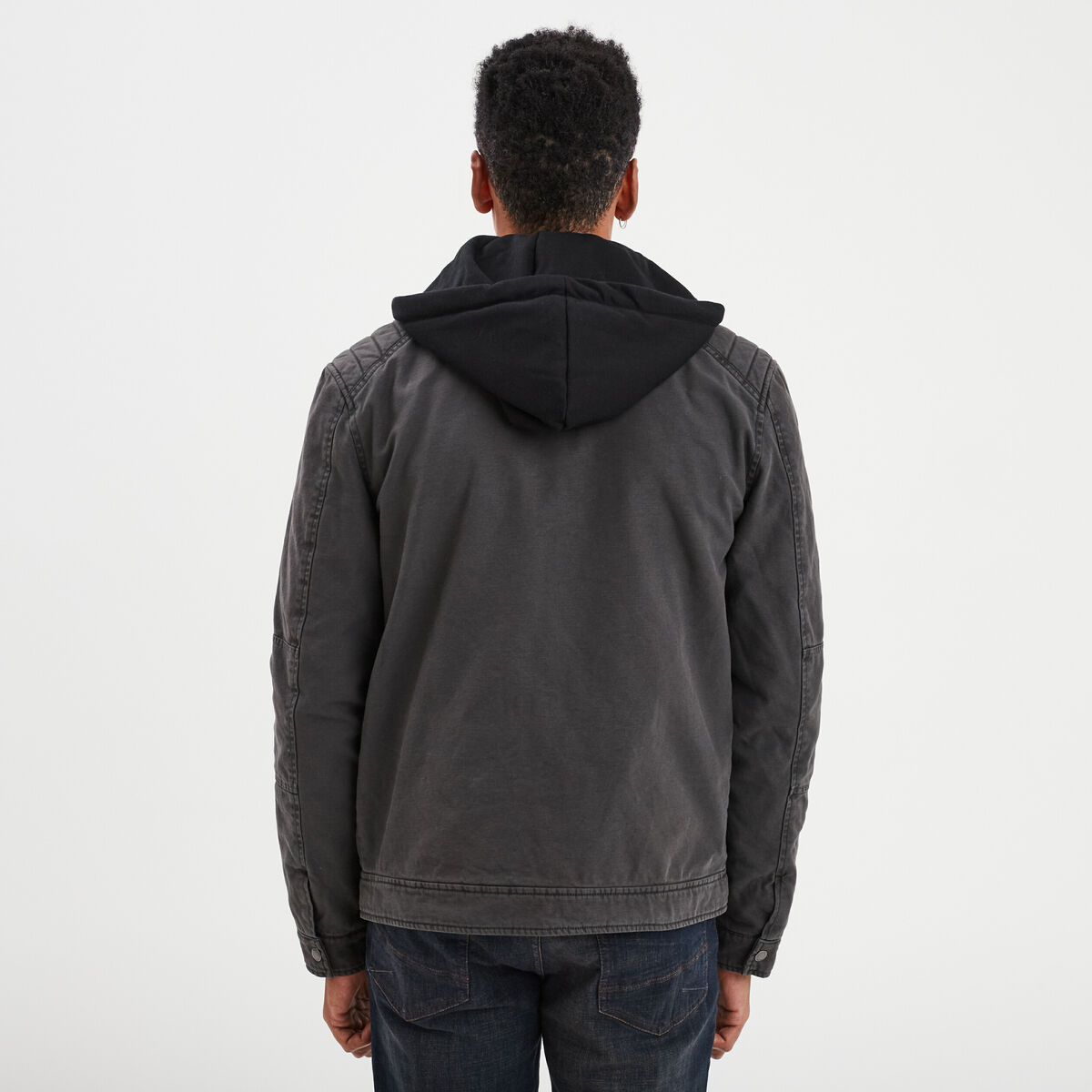 Veste à capuche amovible coton Trappeur gris foncé homme
