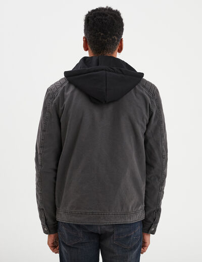 Veste à capuche amovible coton Trappeur gris foncé homme