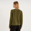 Gilet cardigan ajour&eacute; manches longues vert olive femme