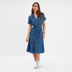 Robe midi en jean ceinturée coton denim double stone femme