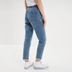 Jeans droit cropped taille &eacute;lastiqu&eacute;e denim stone femme