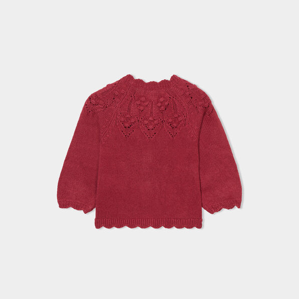 gilet boutonne bord festonne creeks rose framboise bebef Gilet boutonné bord festonné Creeks rose framboise bébé fille