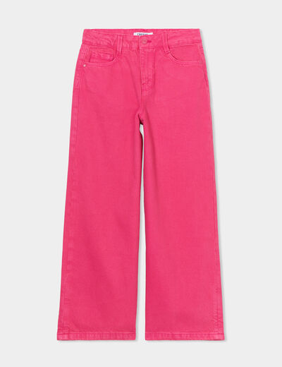 Pantalon large 5 poches coton Creeks rose framboise fille