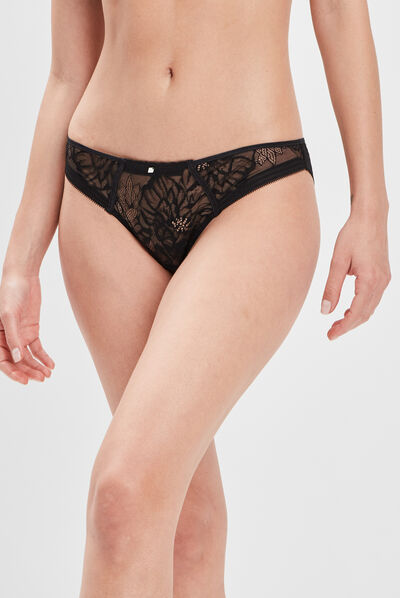 Culotte en dentelle noir femme
