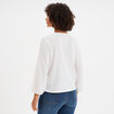 T-shirt noeuds et manches 3/4 blanc femme