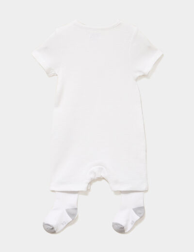 Ensemble combinaison short chaussettes blanc b&eacute;b&eacute;