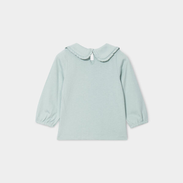 T-shirt col claudine coton Creeks bleu gris bébé fille