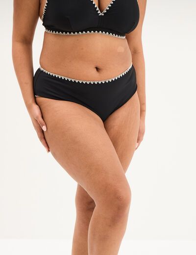 Bas de maillot de bain brod&eacute; noir femme grande taille