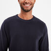 Pull col rond coton manches longues bleu foncé homme