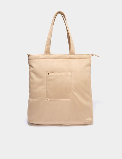 Sac tote bag zipp&eacute; sable femme