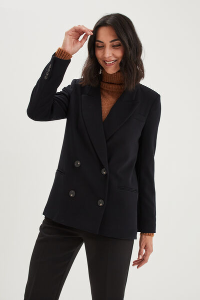 Veste blazer double boutonnage Liberto noir femme