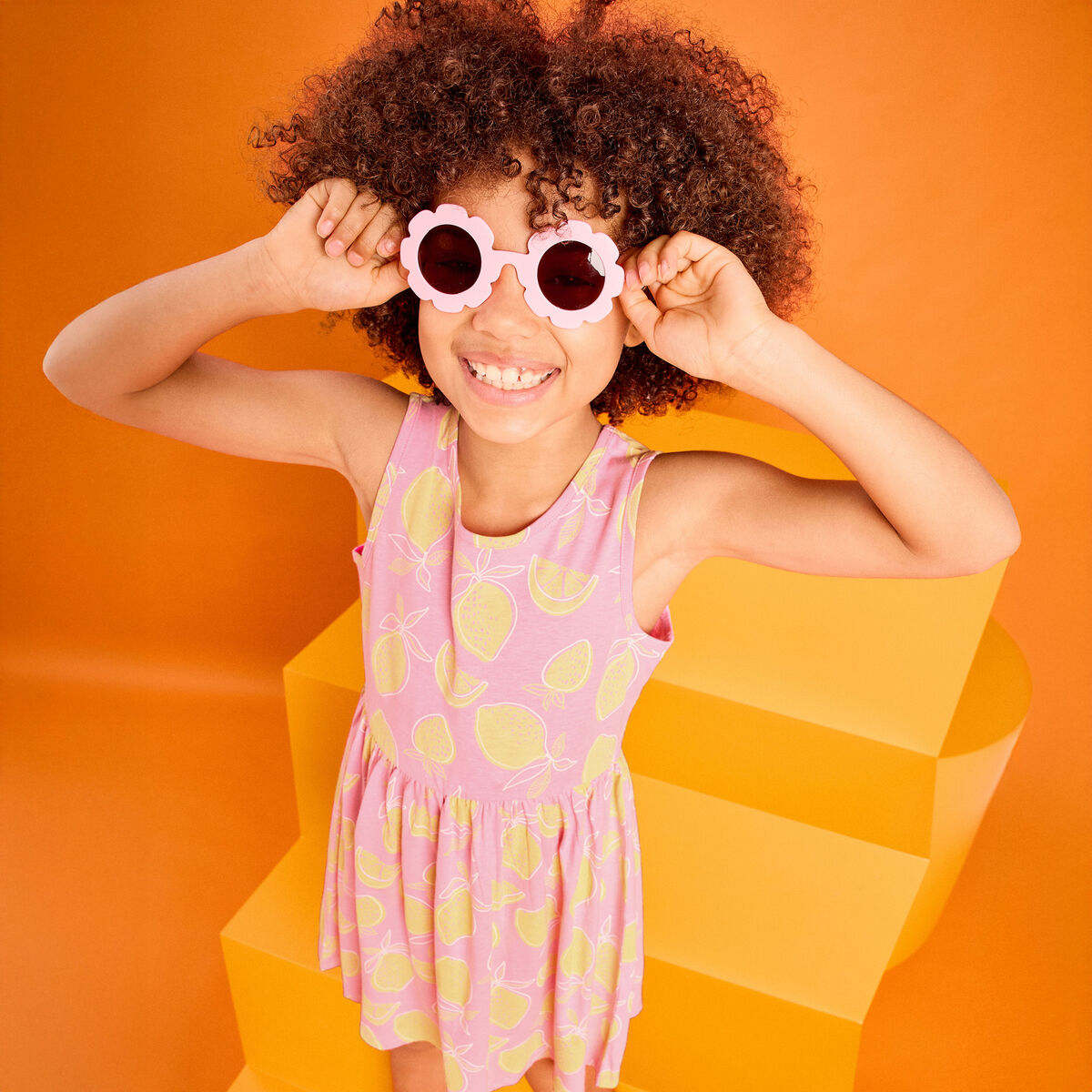 Robe patineuse sans manches coton rose fille