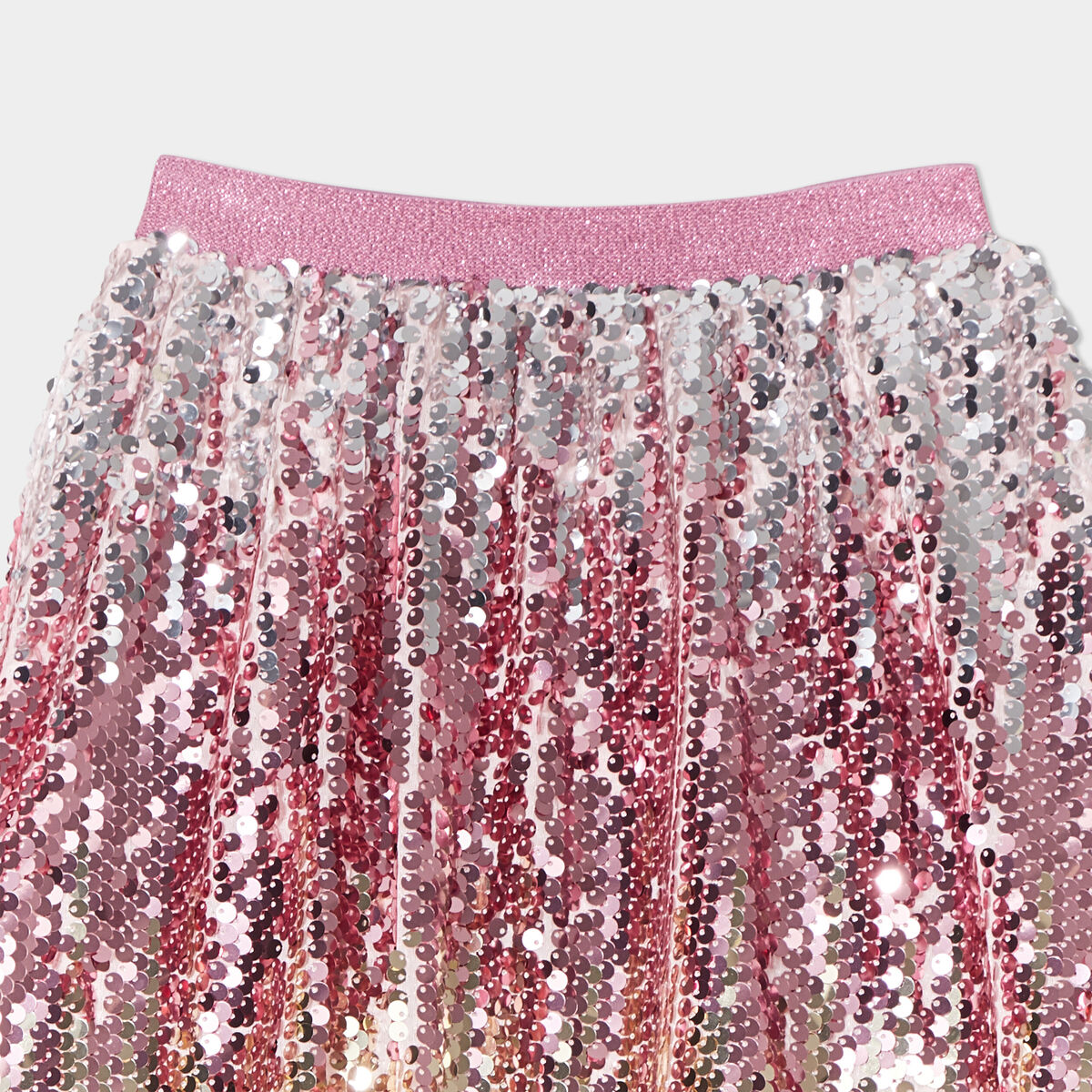 Jupe courte à sequins rose clair fille