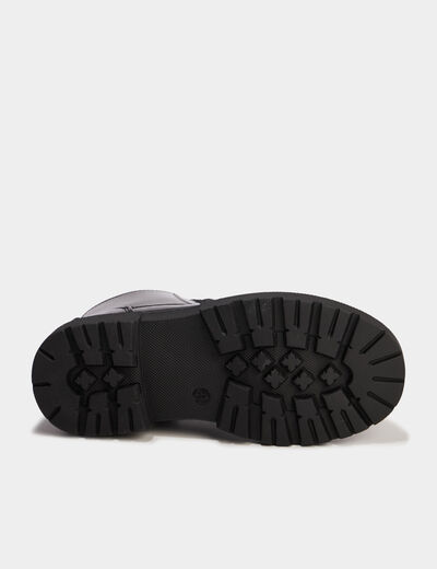 Boots crant&eacute;es vernies &agrave; paillettes noir fille