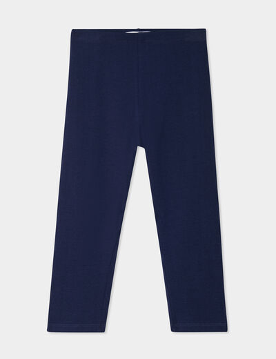 Legging 3/4 coton taille élastiquée bleu marine fille