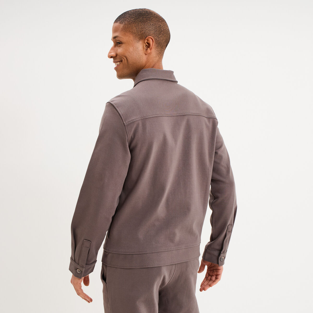 Surchemise zipp&eacute;e manches longues gris fonc&eacute; homme