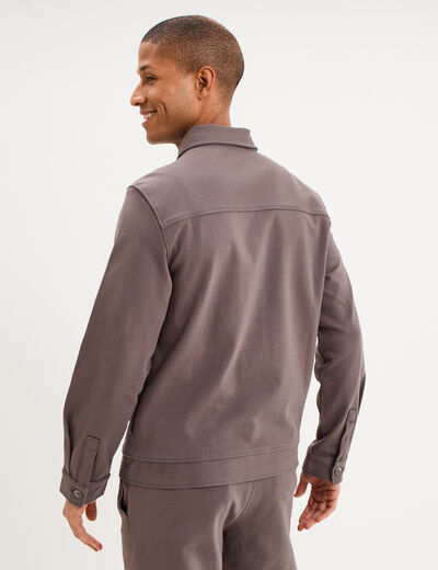 Surchemise zipp&eacute;e manches longues gris fonc&eacute; homme