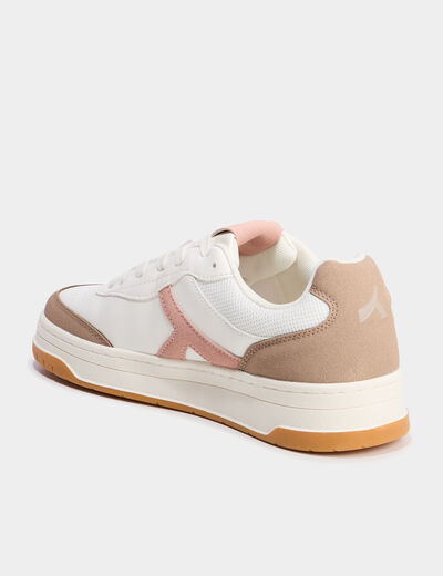 Tennis basses &agrave; lacets rose femme
