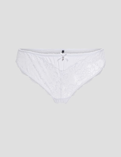 Tanga en micro dentelle blanc femme