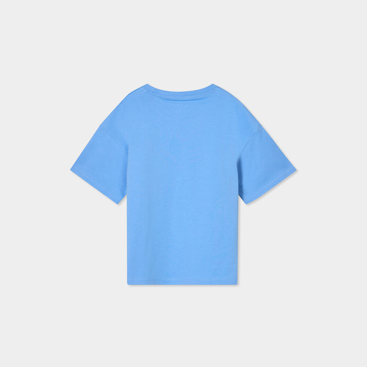 T-shirt col rond manches courtes coton bleu clair fille