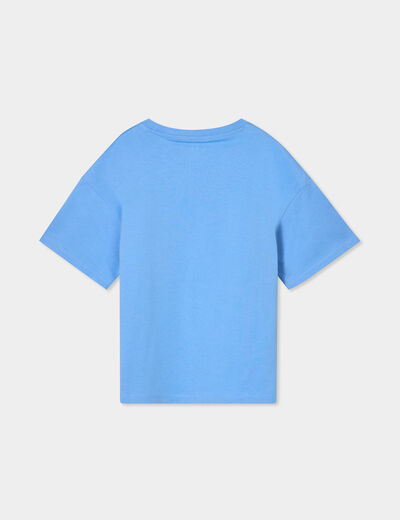 T-shirt col rond manches courtes coton bleu clair fille