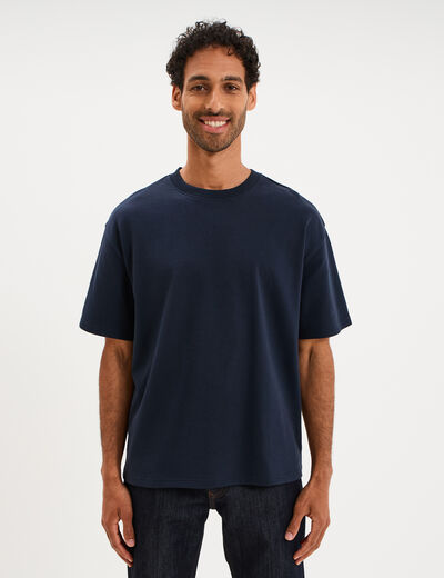 T-shirt col rond droit relax fit bleu marine homme