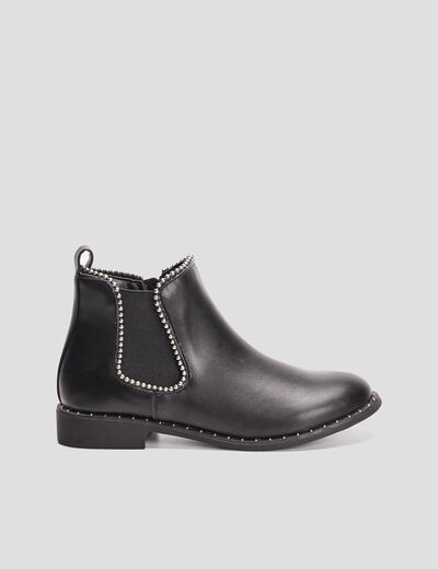 Bottines zippées plates à clous noir fille