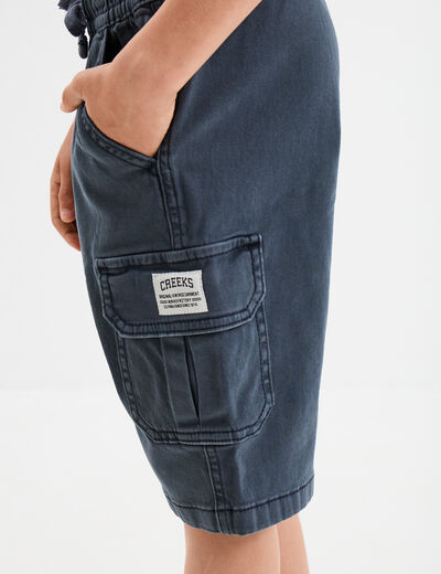 Bermuda cargo coton bleu marine garçon