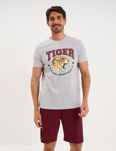 Ensemble pyjama short et t-shirt gris clair homme