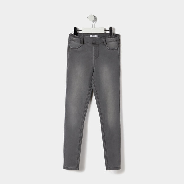 Jegging taille élastiquée denim gris fille
