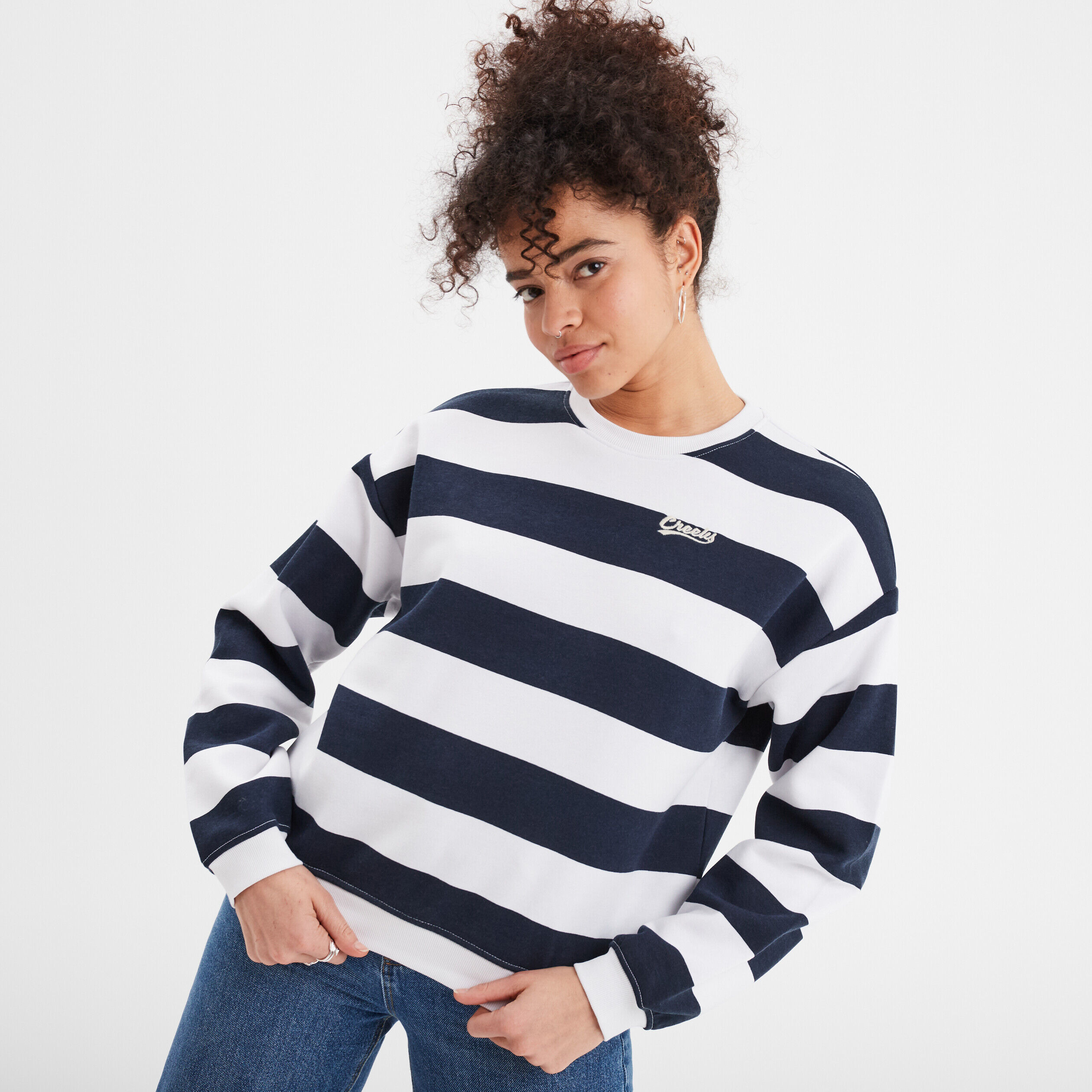 Sweat court manches longues Creeks bleu marine femme CREEKS