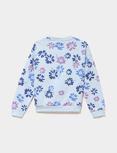 Sweat col rond manches longues bleu clair fille