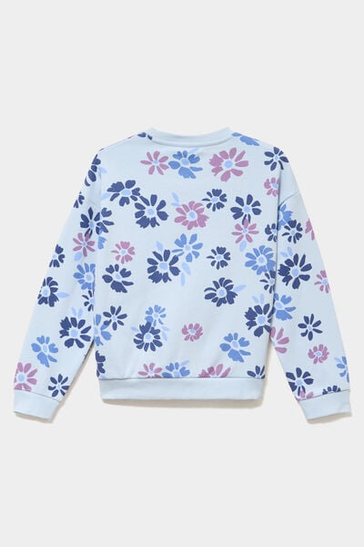 Sweat col rond manches longues bleu clair fille