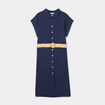 Robe chemise ceinturée coton bleu foncé femme grande taille