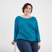 Pull manches longues col rond bleu canard femme grande taille
