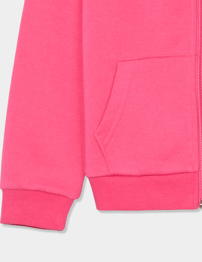 Sweat à capuche zippé rose fushia fille
