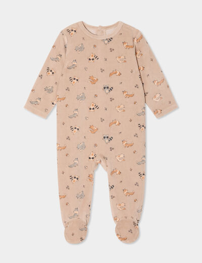 Dors-bien effet velours manches longues taupe b&eacute;b&eacute;